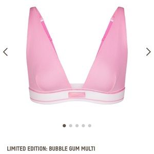 Skims Limited Edition Bubble Gum Cotton Rib Plunge Bralette